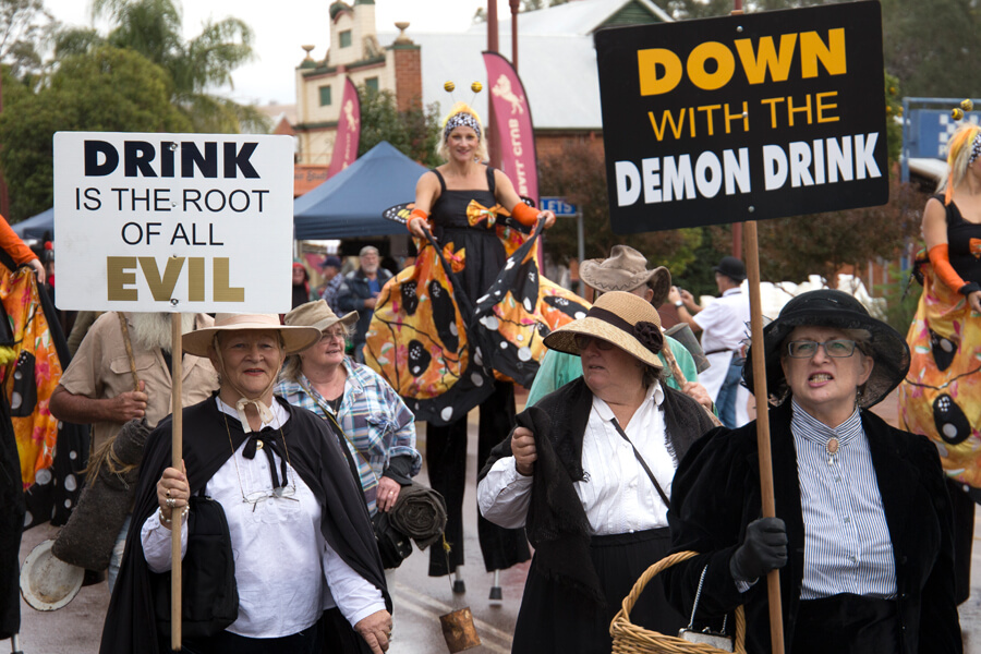 Down With Drink parade through the streets of Toodyay